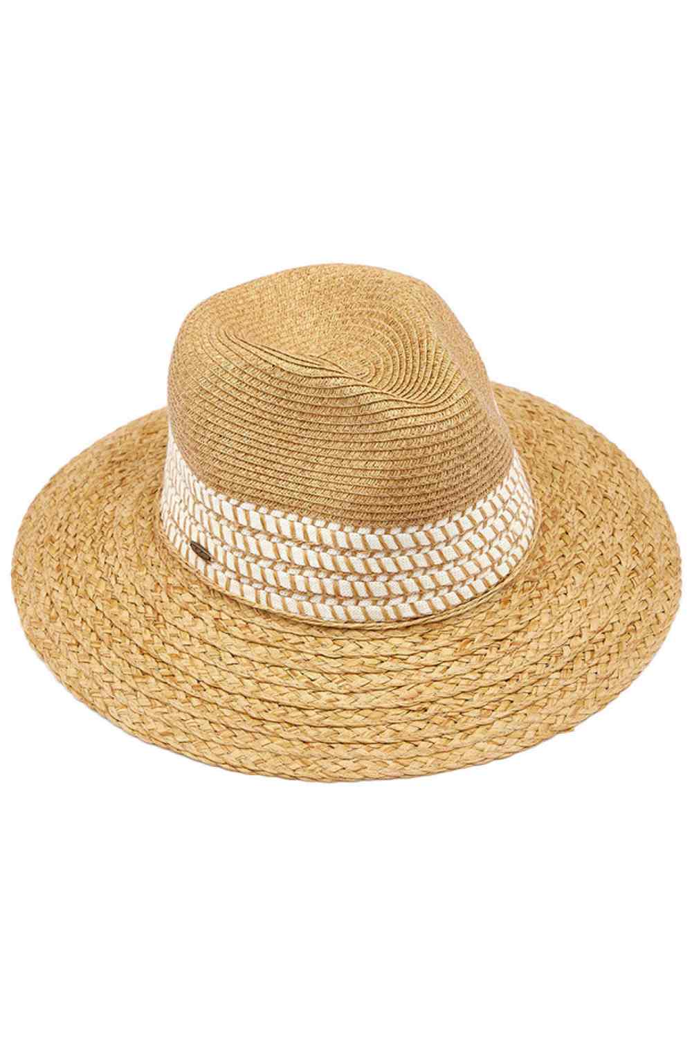 C.C Paper Straw Panama with Whip Stitches on Woven Trim