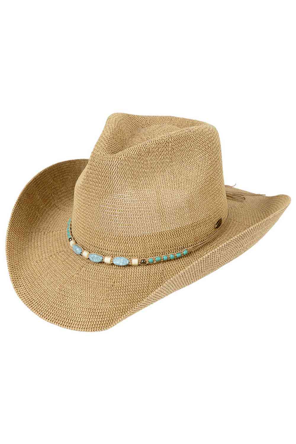 C.C Turquoise Stone with Beaded String Band Cowboy Hat