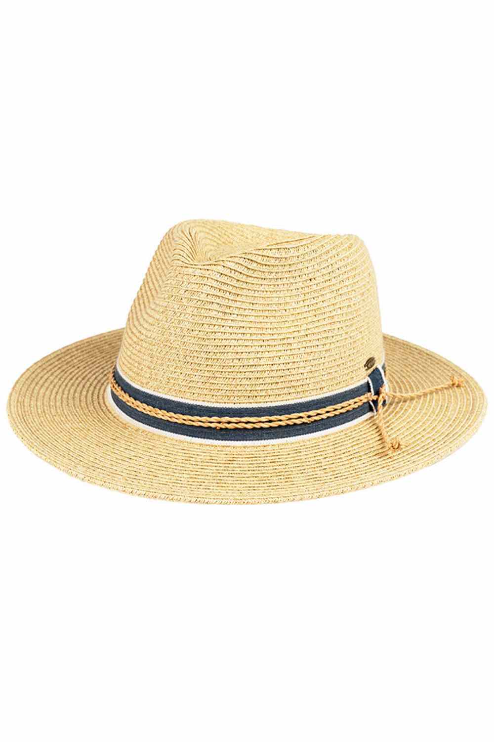 C.C Two Tone with Braided String Band Panama Sun Hat