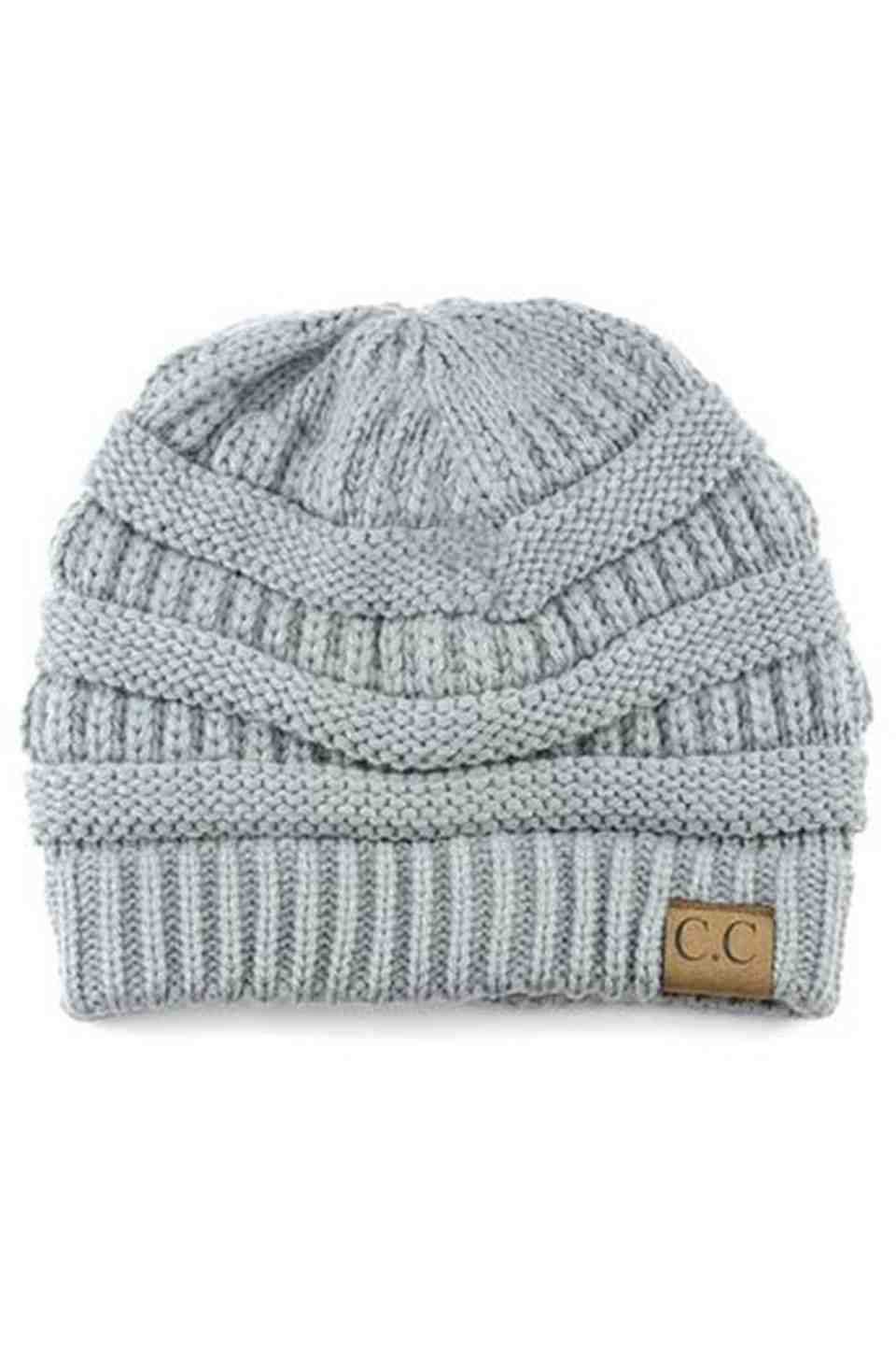 C.C Women's Ribbed Knit Solid Color Beanie