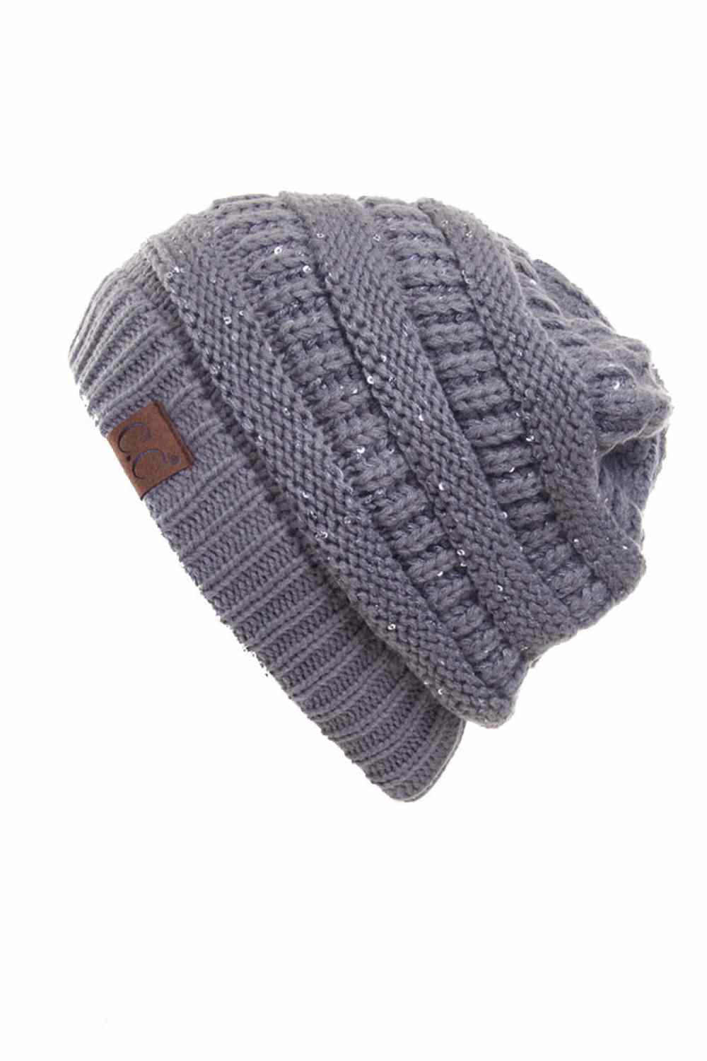 C.C Sequin Ponytail Messy Bun Beanie