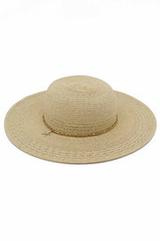 Starfish Charm and Beaded Band Wide Brim Straw Hat