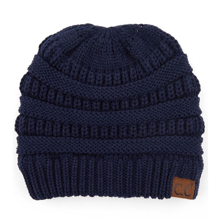 C.C CRISS CROSS PONYTAIL KNIT BEANIE