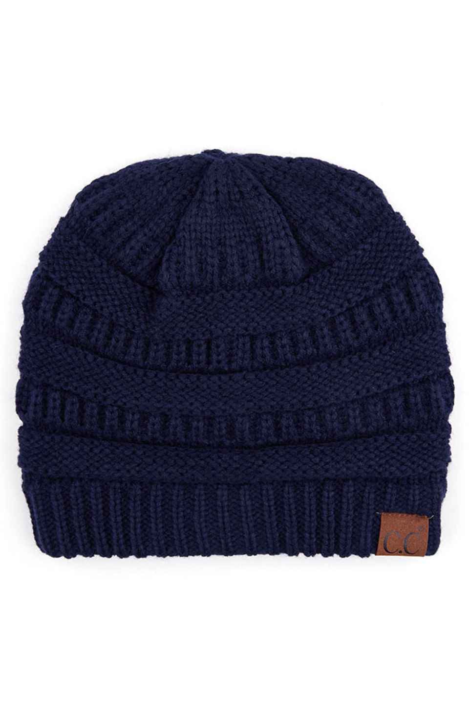 C.C Women's Ribbed Knit Solid Color Beanie
