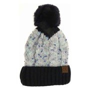 Confetti Cable Knit Faux Fur Pom C.C Beanie