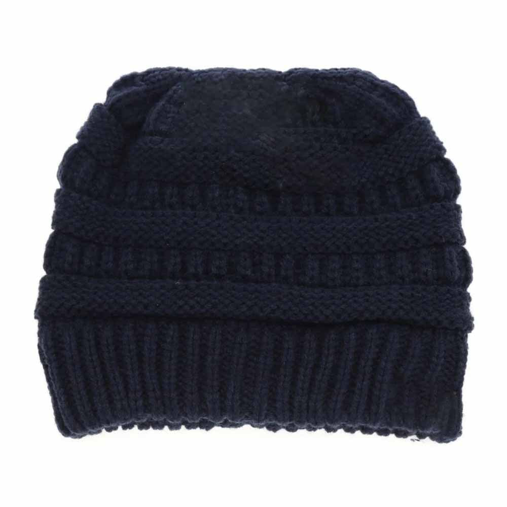 Fuzzy Lined Solid Classic C.C Beanie Tail