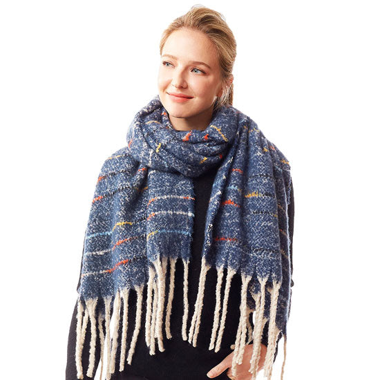 Glitz Colorful Stitch Fuzzy Oblong Scarf