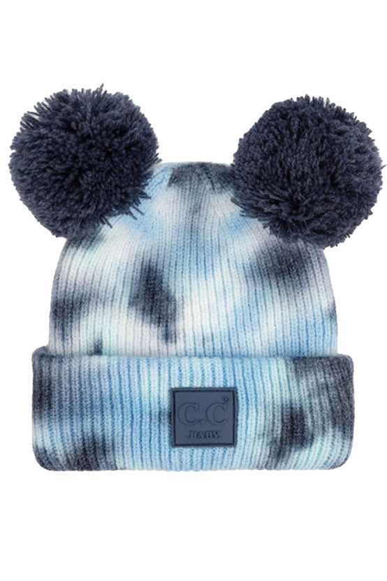C.C Tie Dye Baby Beanie C.C Rubber Patch Double Yarn Pom