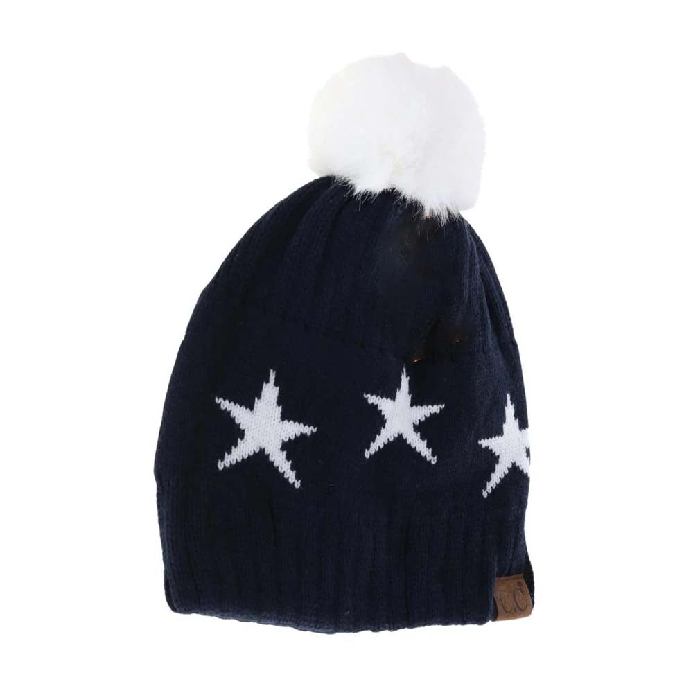 Star Print Pom C.C Beanie
