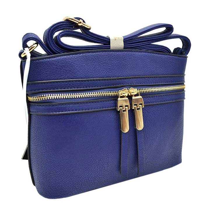 Zipper Detail Women's Crossbody Soft Faux Leather Bag