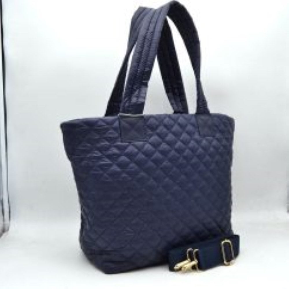 Quilted Tote Bag with Padded Dual Handles