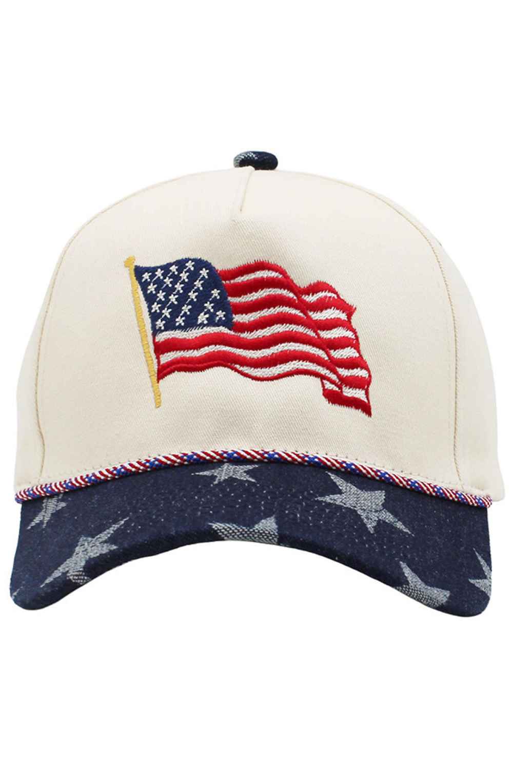 American Flag with Color Rope and Stars Baseball Cap