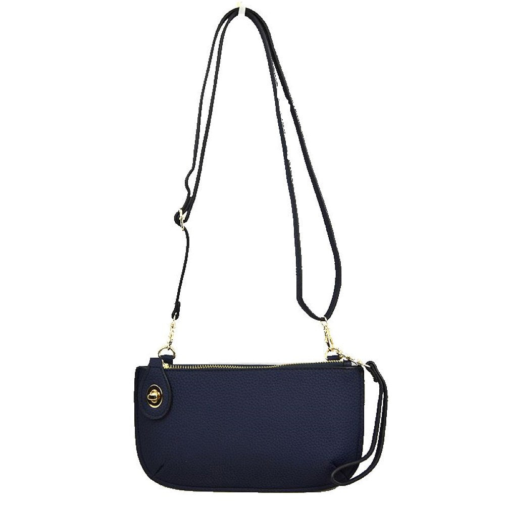 Pebbled Crossbody Clutch Bag with Removable Straps