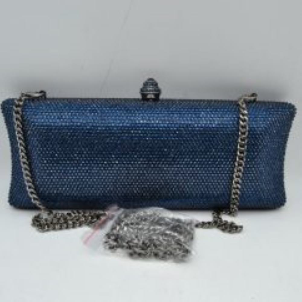 Elongated Evening Clutch Bag with Slender Chain Strap