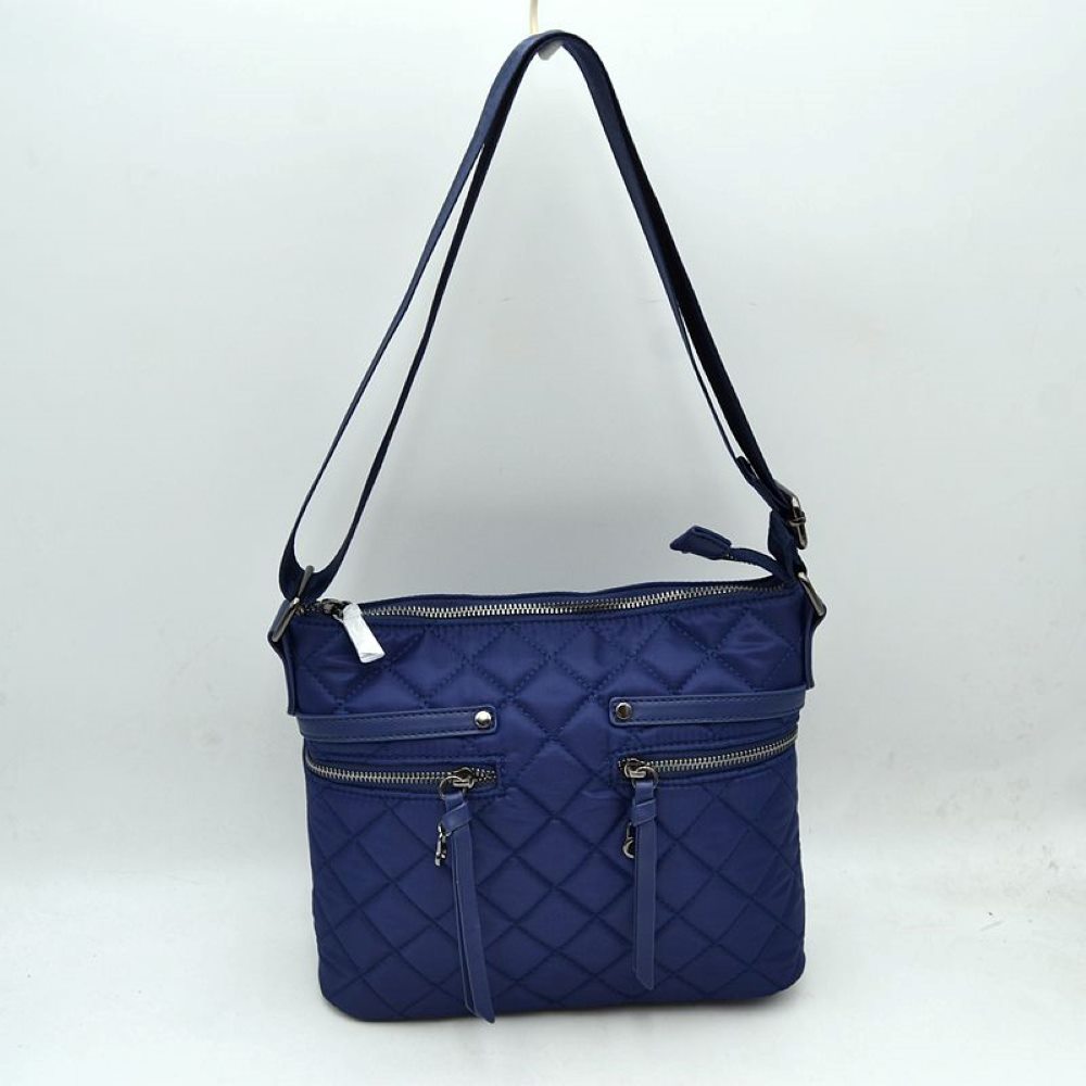 Classic Quilted Nylon Crossbody Bag with Multi-Zipper Pockets