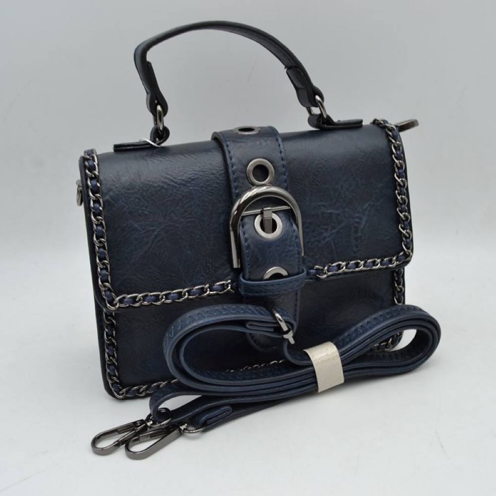 Vintage Crossbody Satchel Bag with Chain Trim