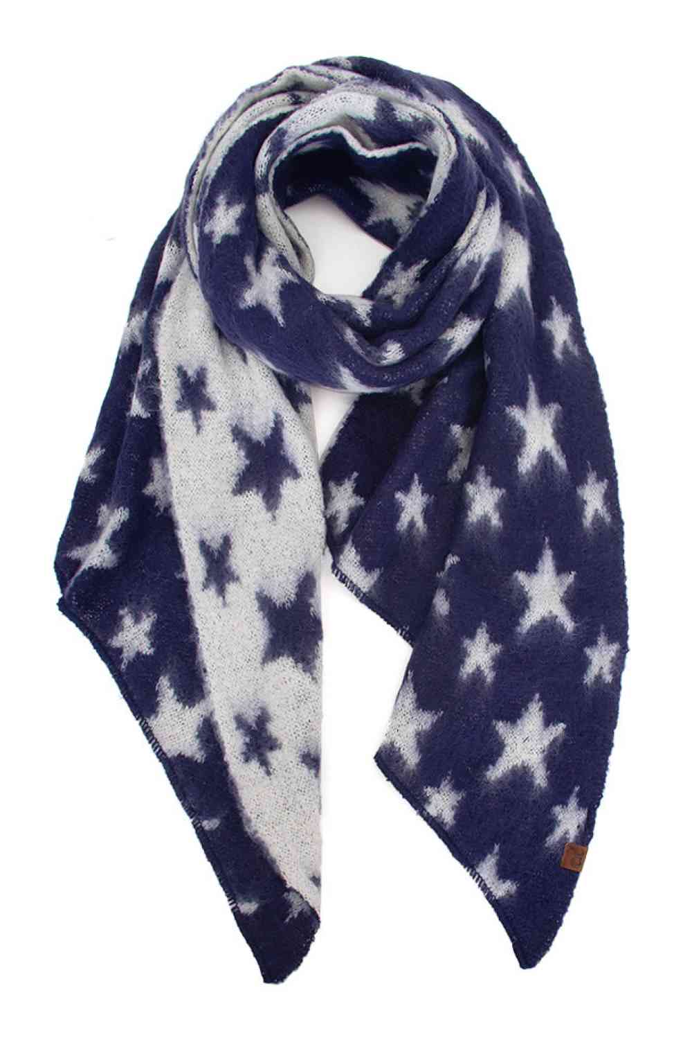 C.C American Flag Stars Bias Cut Brushed Scarf