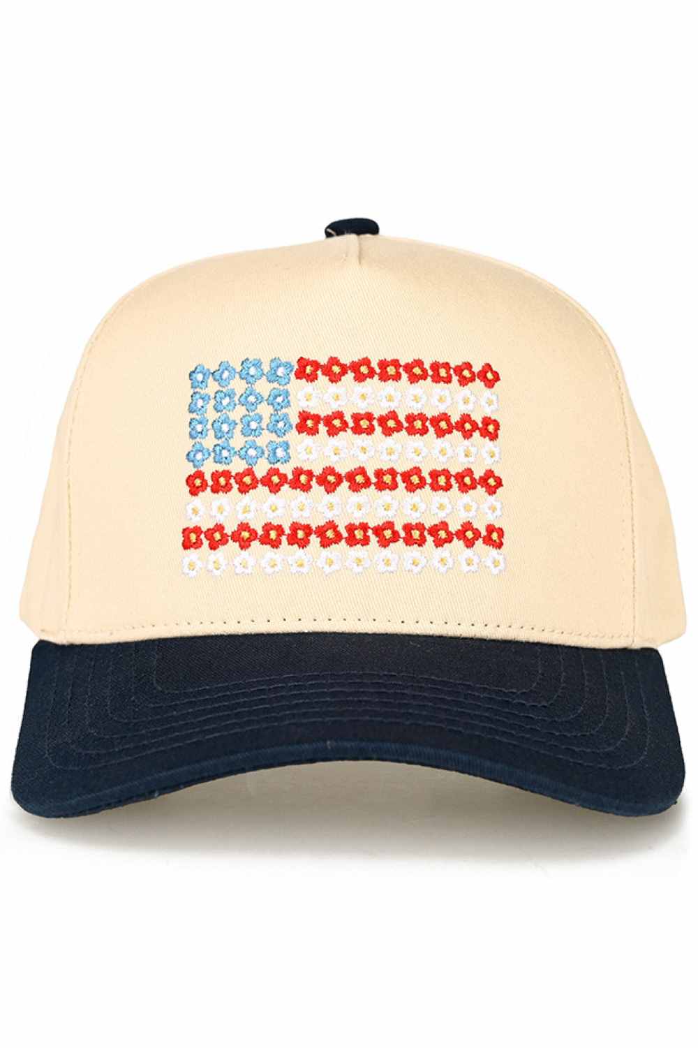 C.C Daisy Flower Pattern USA Flag Trucker Cap
