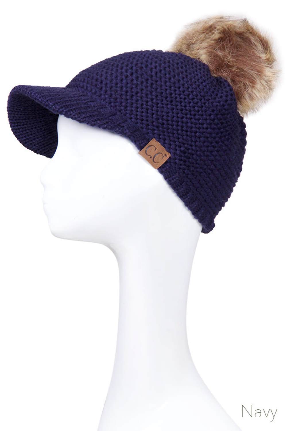 C.C Knit Brim Beanie With Pom