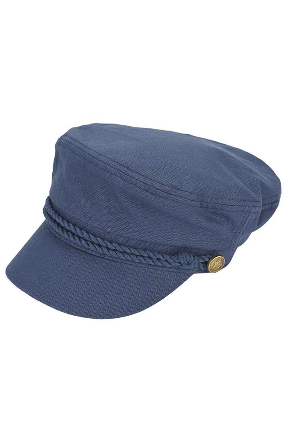C.C Rope with Button Deco Solid Color Cotton Fish Man Cap
