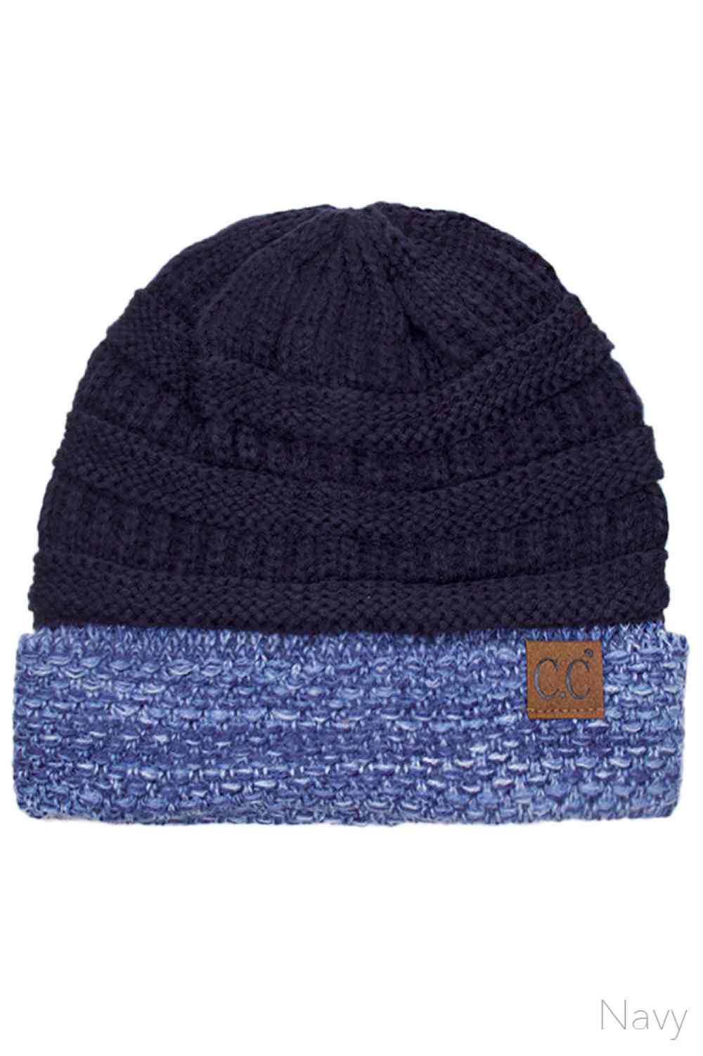 C.C Two Tone Cable Knit Beanie