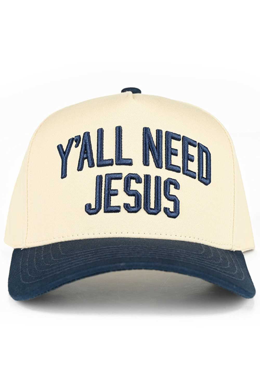 C.C Y'ALL NEED JESUS Embroidered Letter Two Tone Trucker Hat