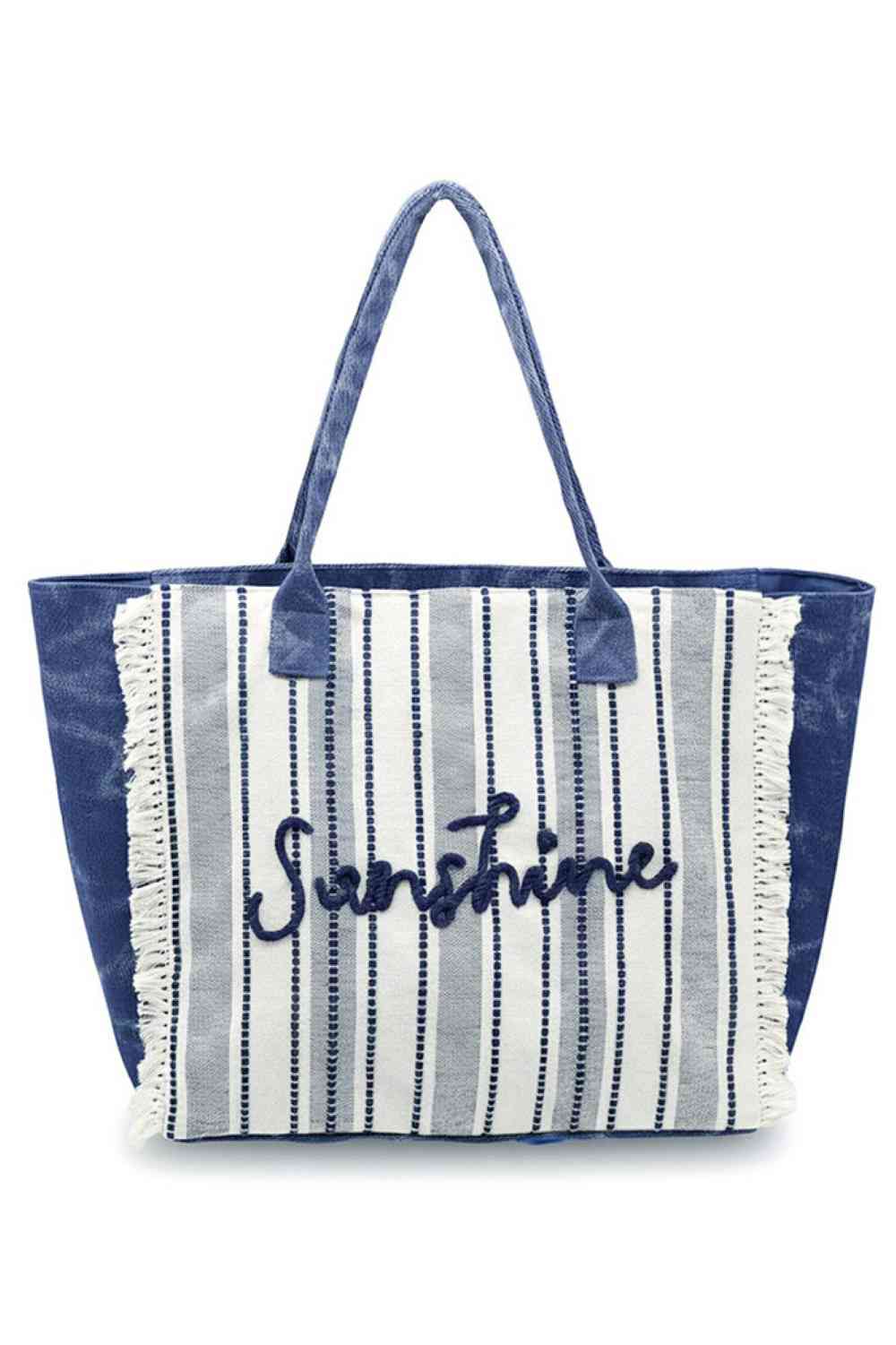 Vintage SUNSHINE Stripe with Fringe Tote Bag