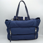 Padded Puffer Tote Bag with Front Zipper Pockets and Removable Strap