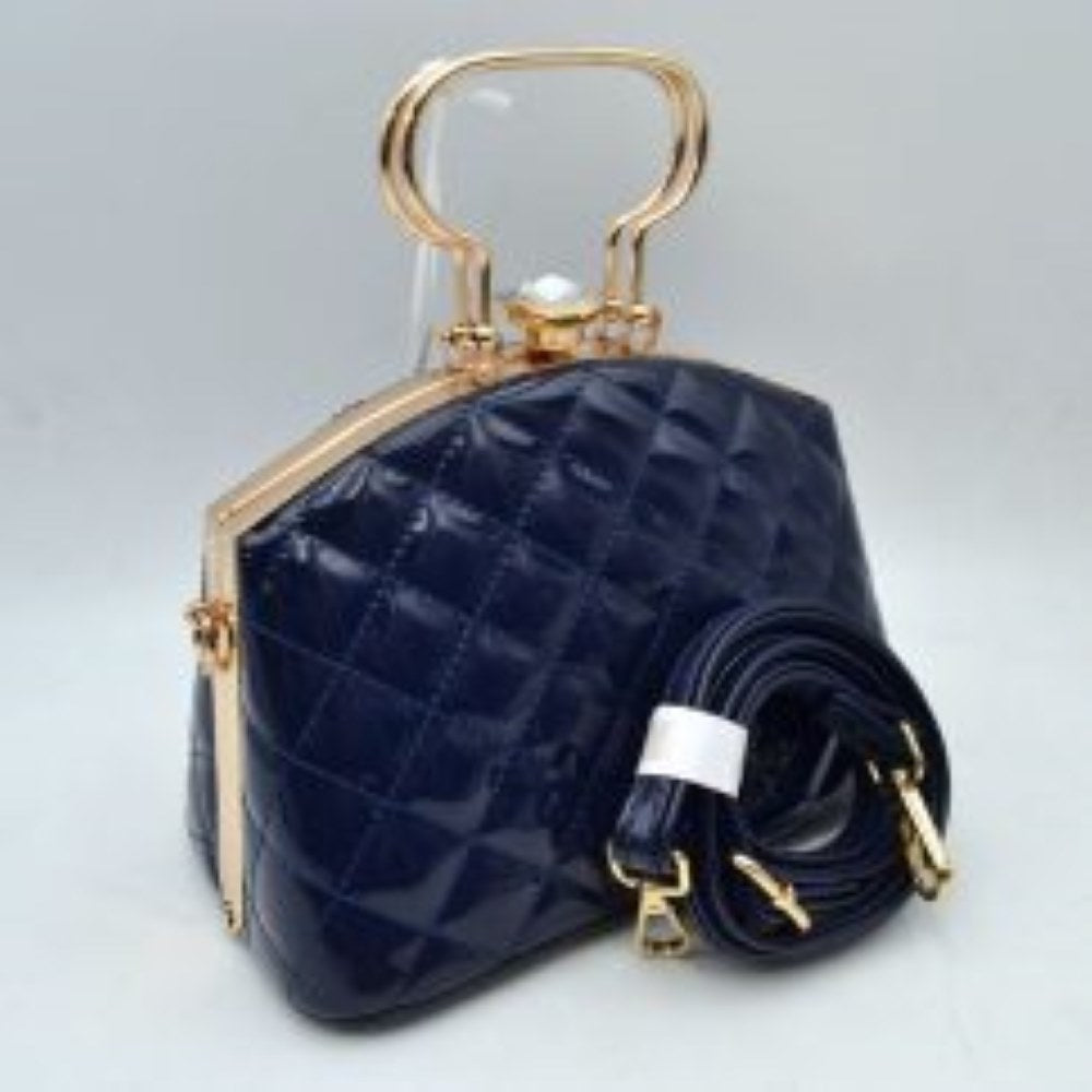 Quilted Top-Handle Handbag with Detachable Shoulder Strap
