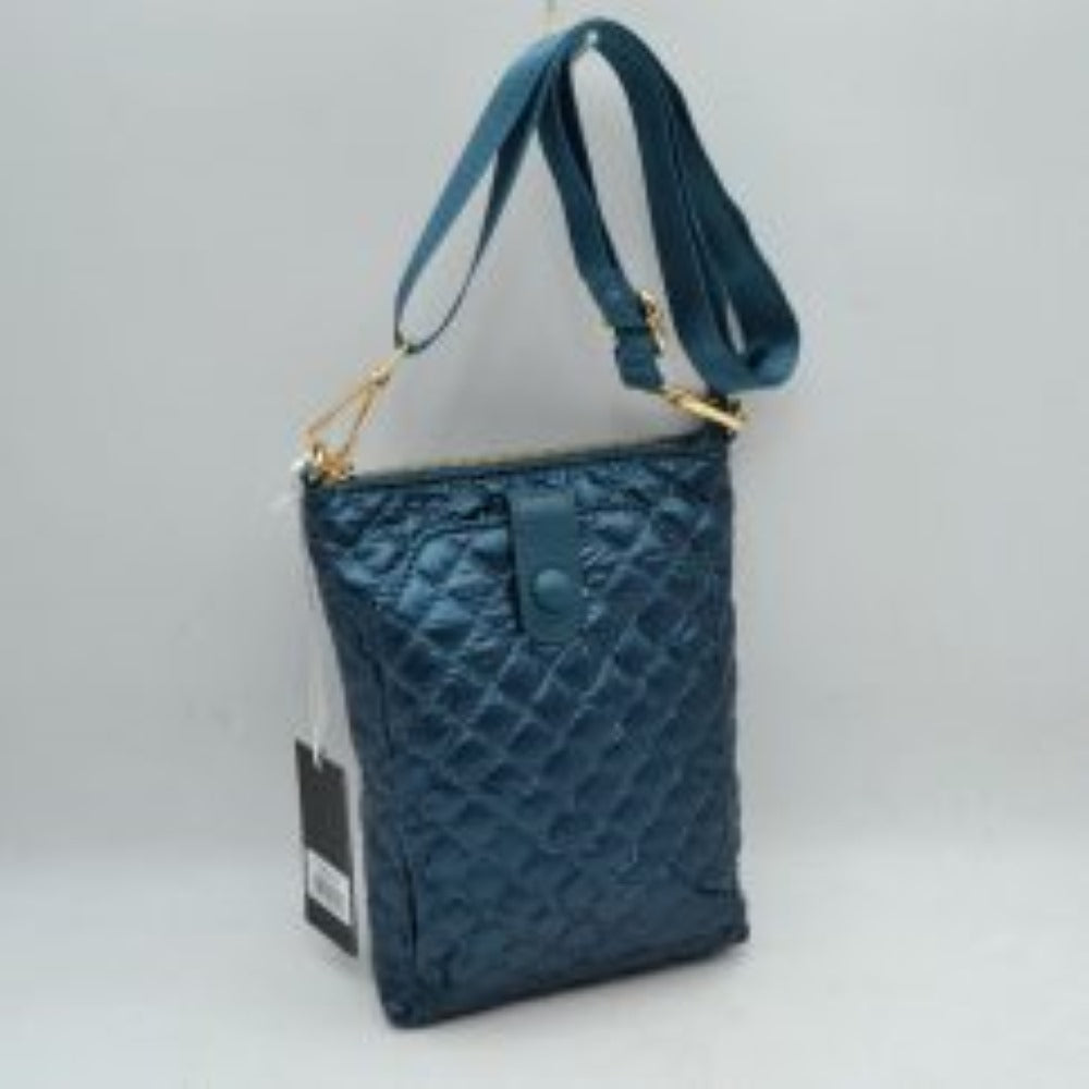 Quilted Vertical Crossbody Pouch Bag with Front Snap Pocket