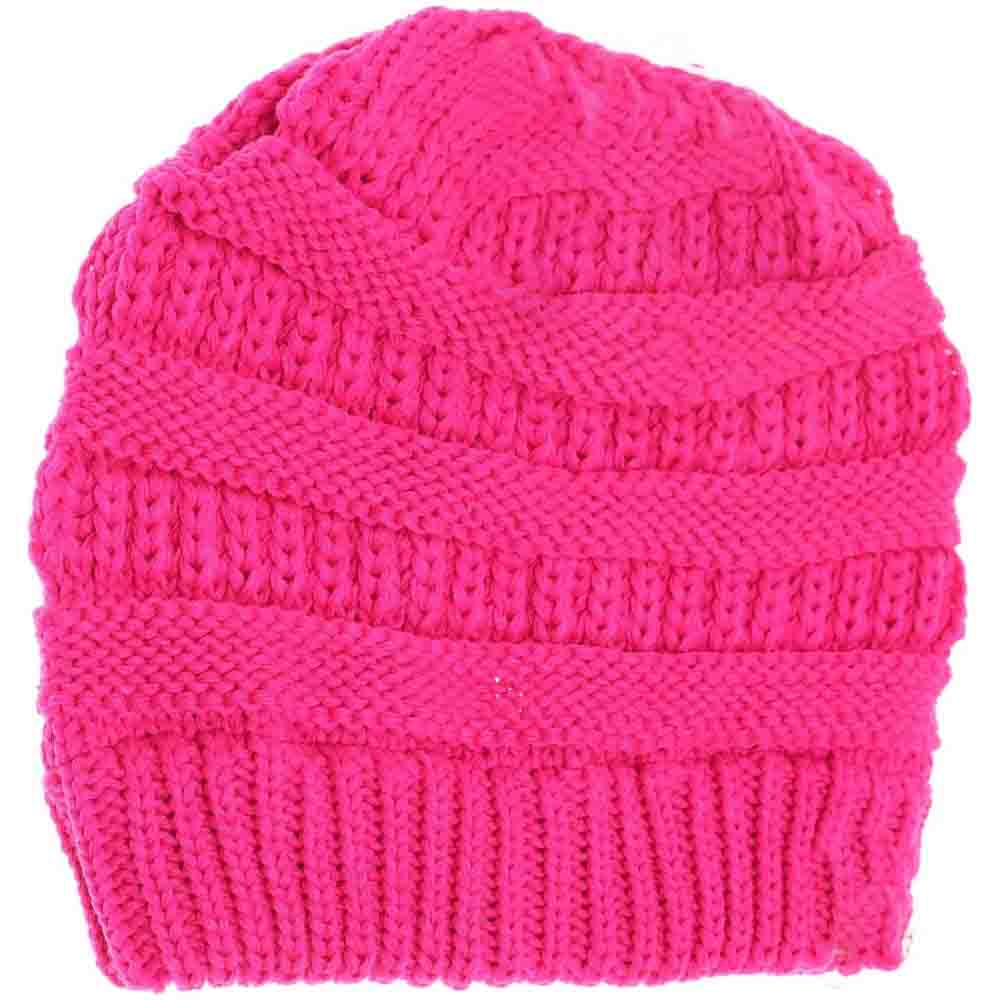 C.C CRISS CROSS PONYTAIL KNIT BEANIE