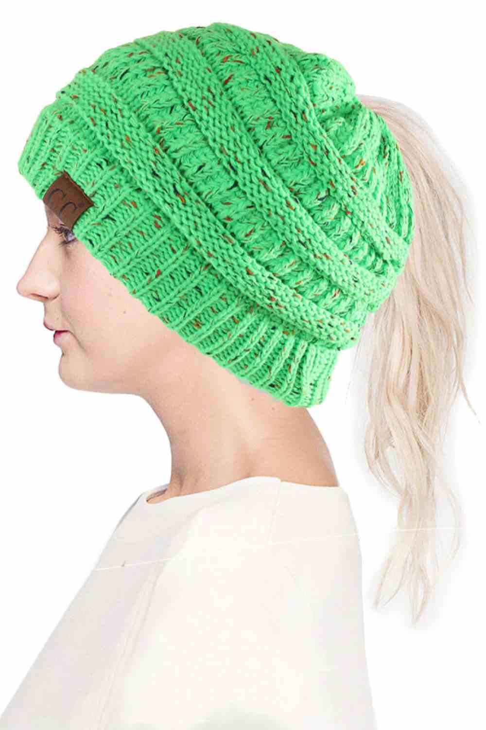 C.C Confetti Ponytail Messy Bun Beanie