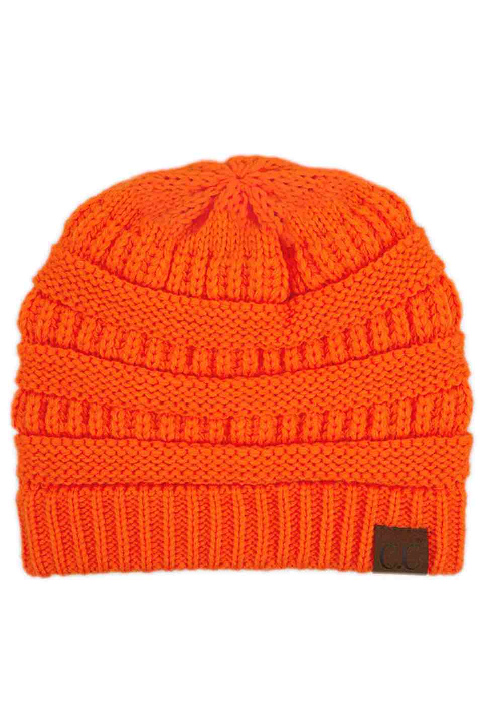 C.C Women's Ribbed Knit Solid Color Beanie