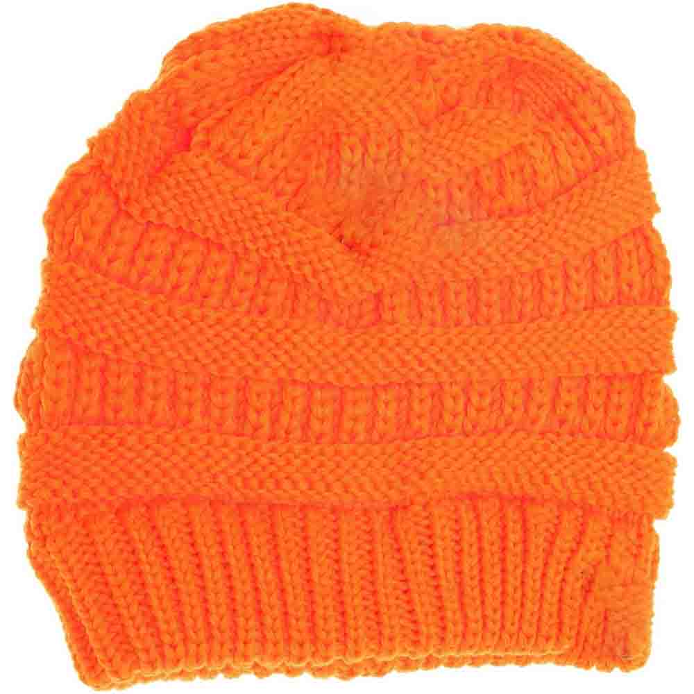 C.C CRISS CROSS PONYTAIL KNIT BEANIE