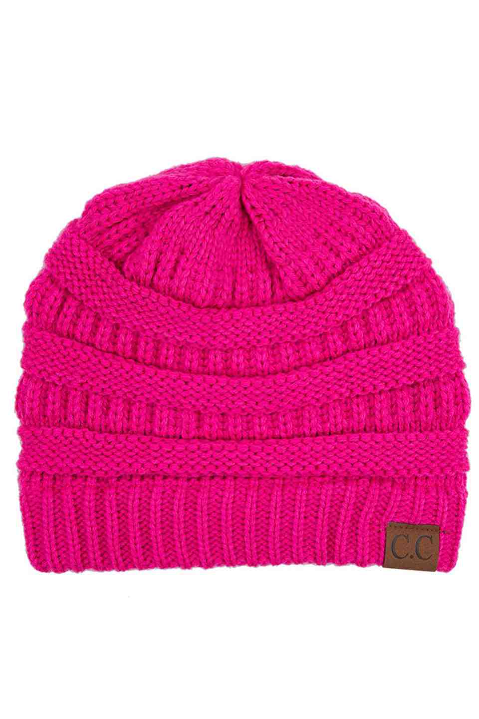 C.C Women's Ribbed Knit Solid Color Beanie
