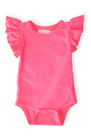Neon Pink S/S Flutter Bodysuit