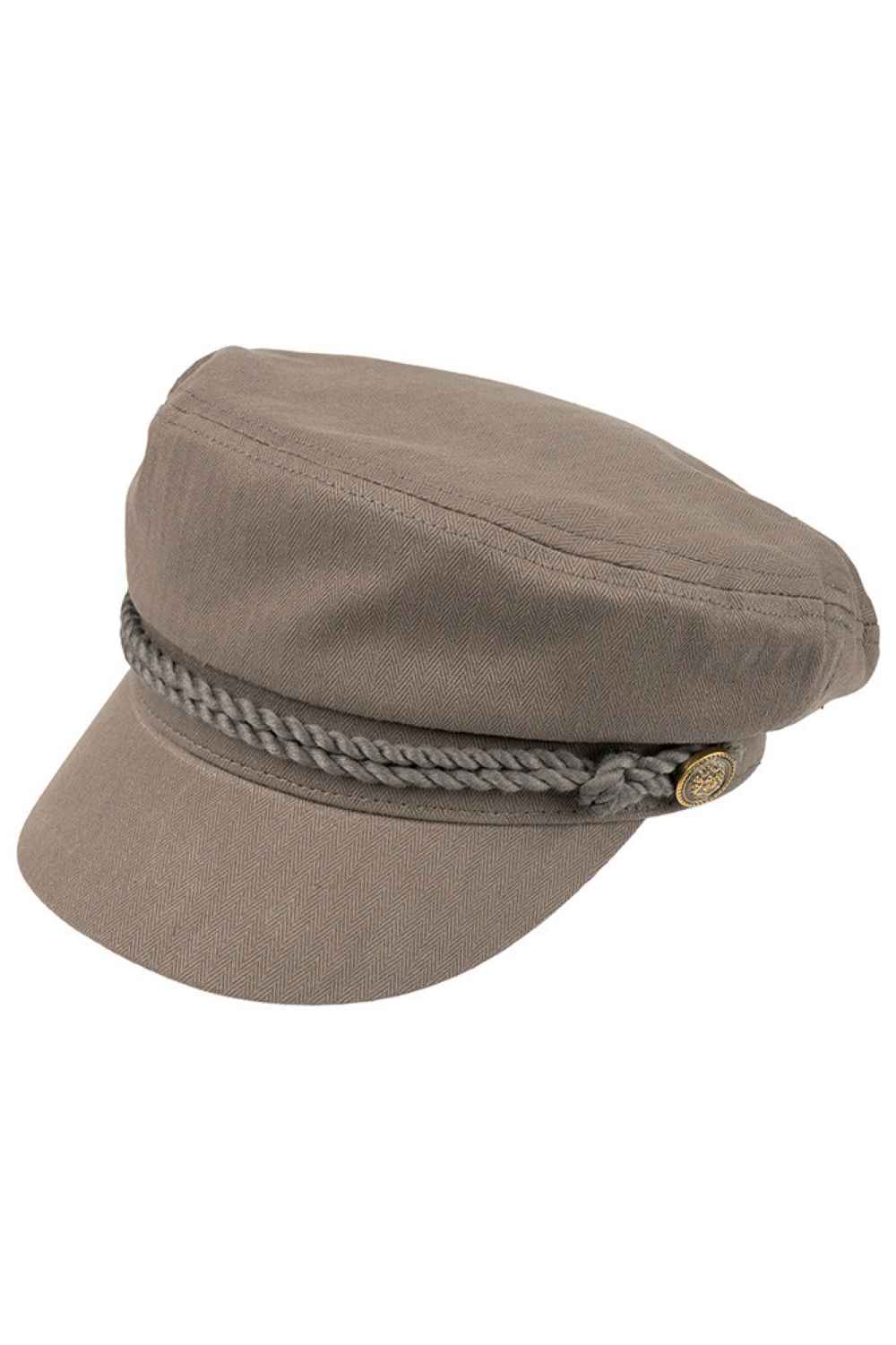 C.C Rope with Button Deco Solid Color Cotton Fish Man Cap