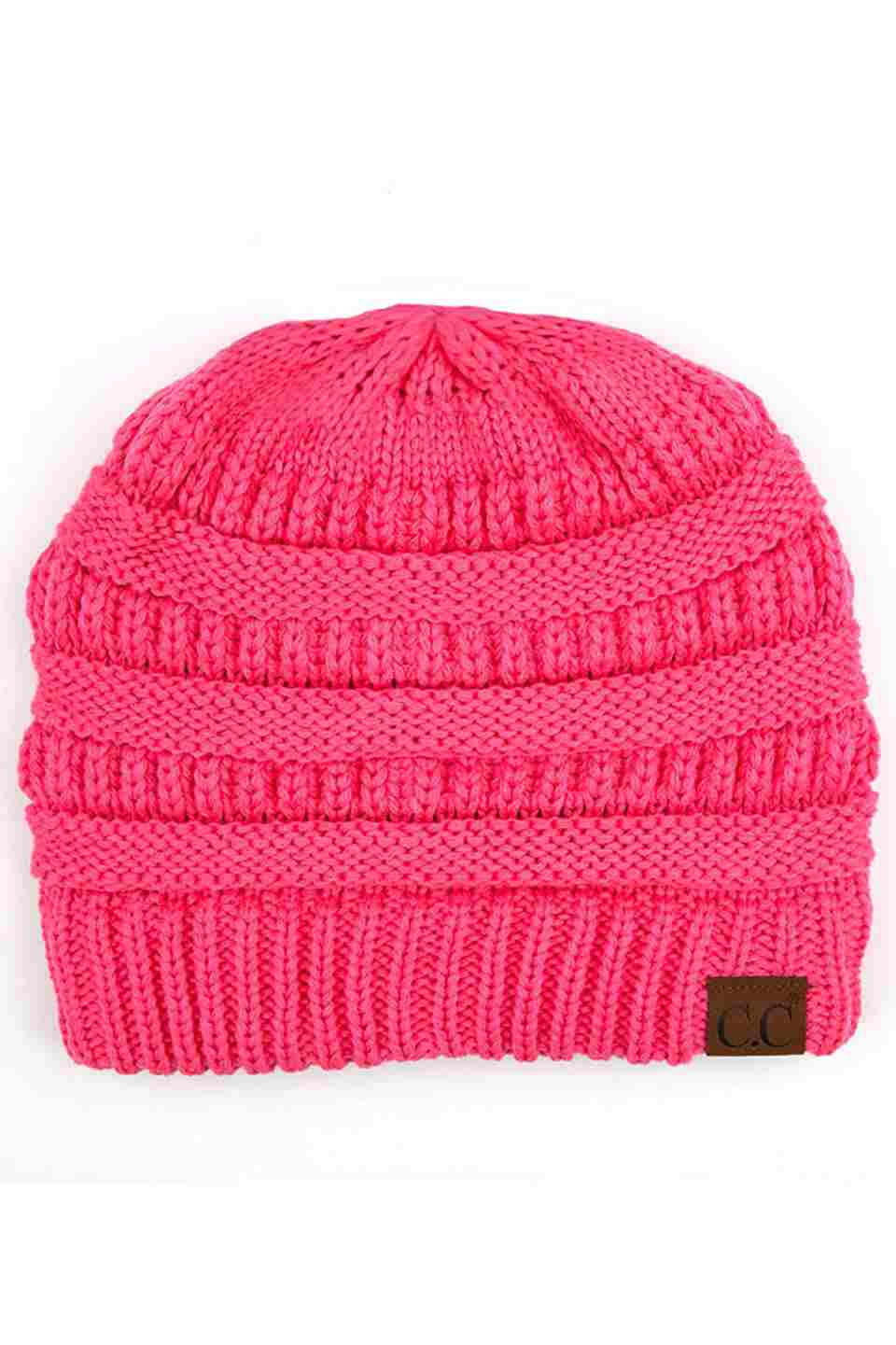 C.C Women's Ribbed Knit Solid Color Beanie