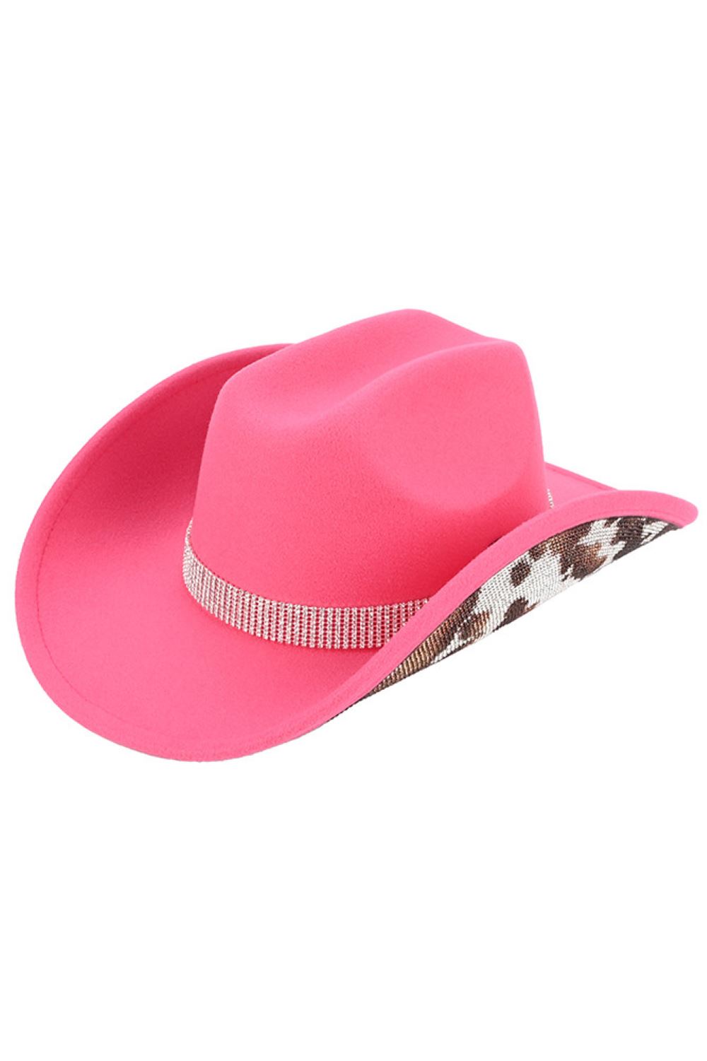 C.C Cow Pattern Rhinestone Vegan Felt Cowboy Hat