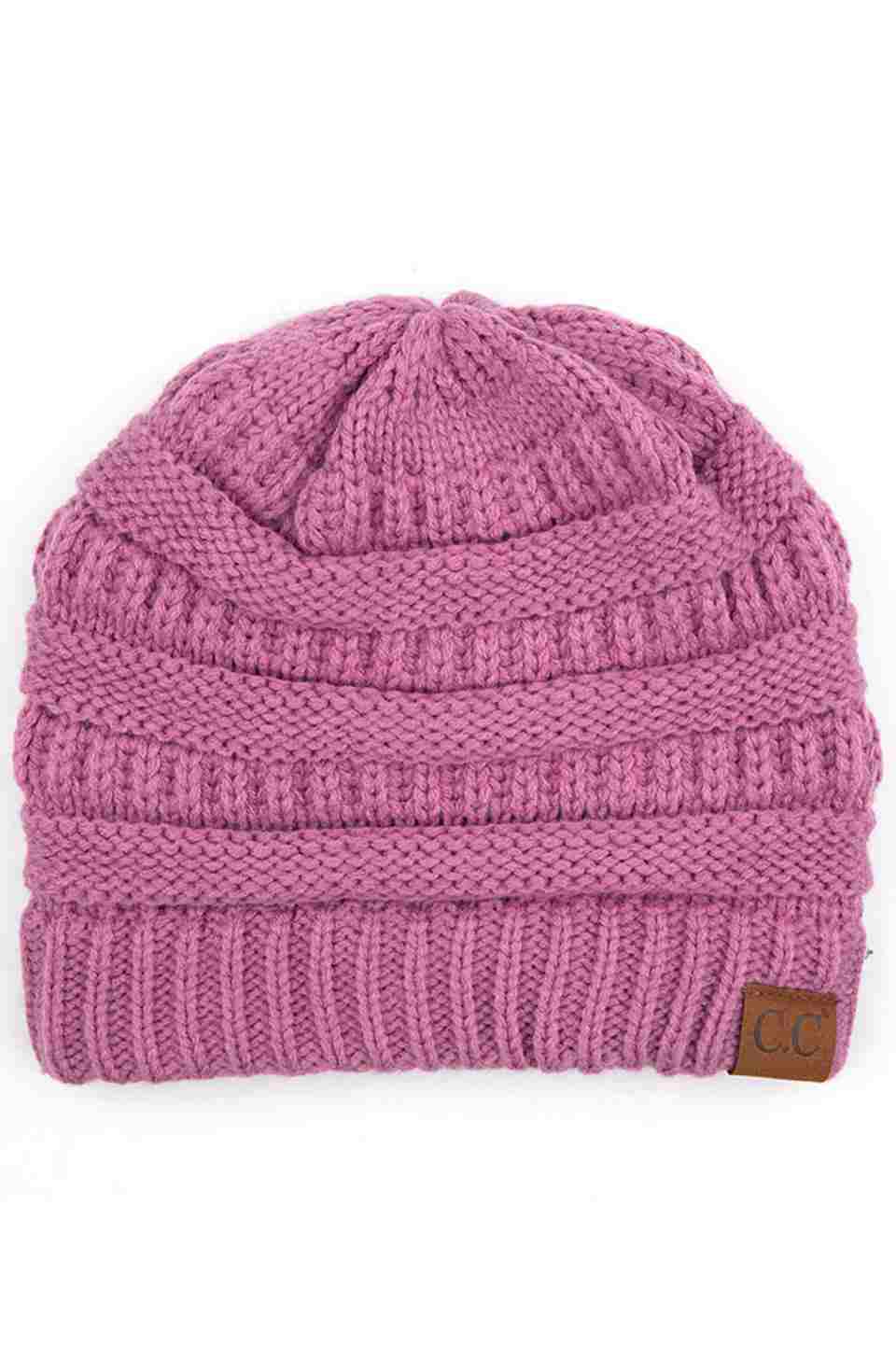 C.C Women's Ribbed Knit Solid Color Beanie
