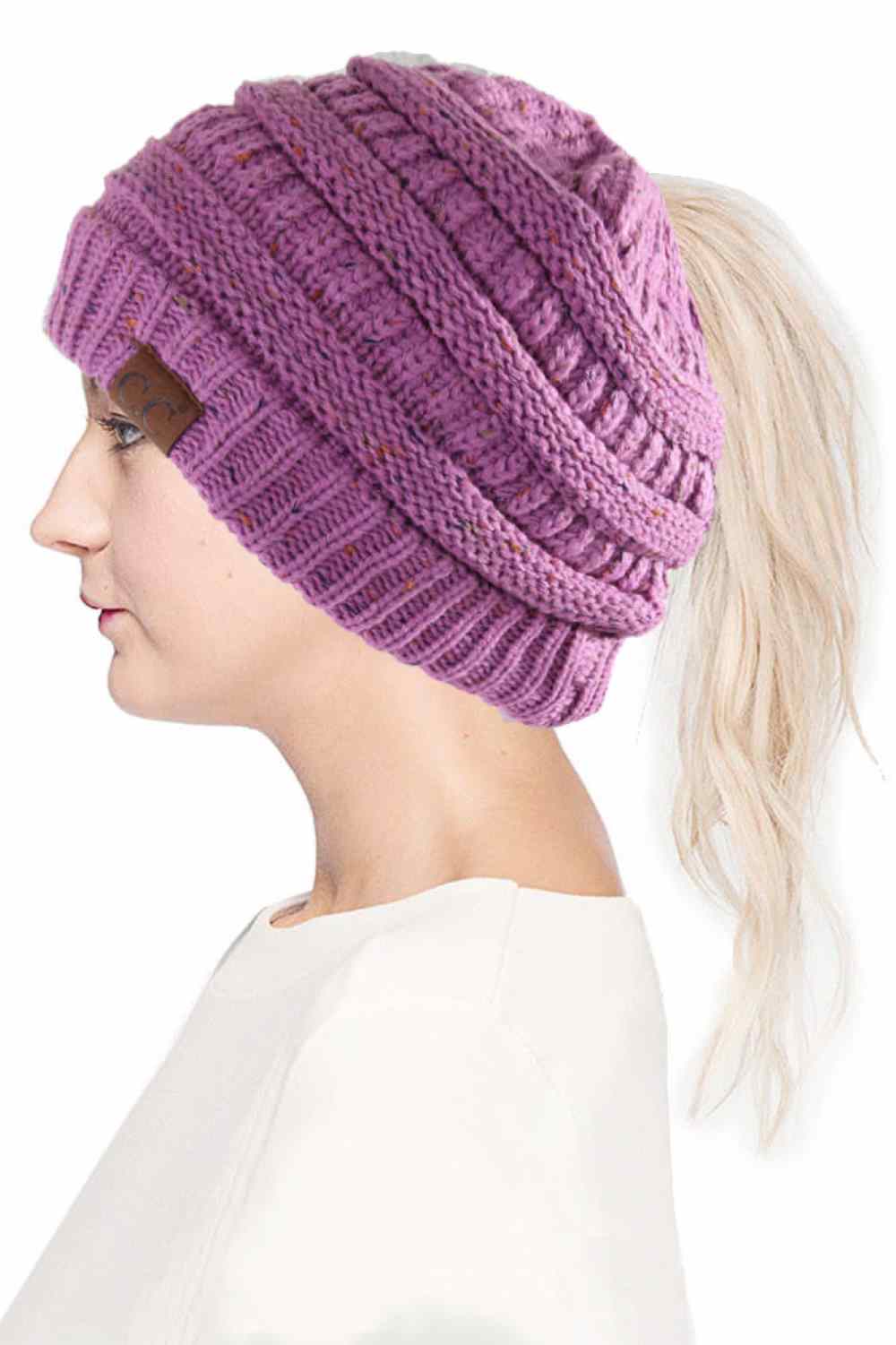 C.C Confetti Ponytail Messy Bun Beanie