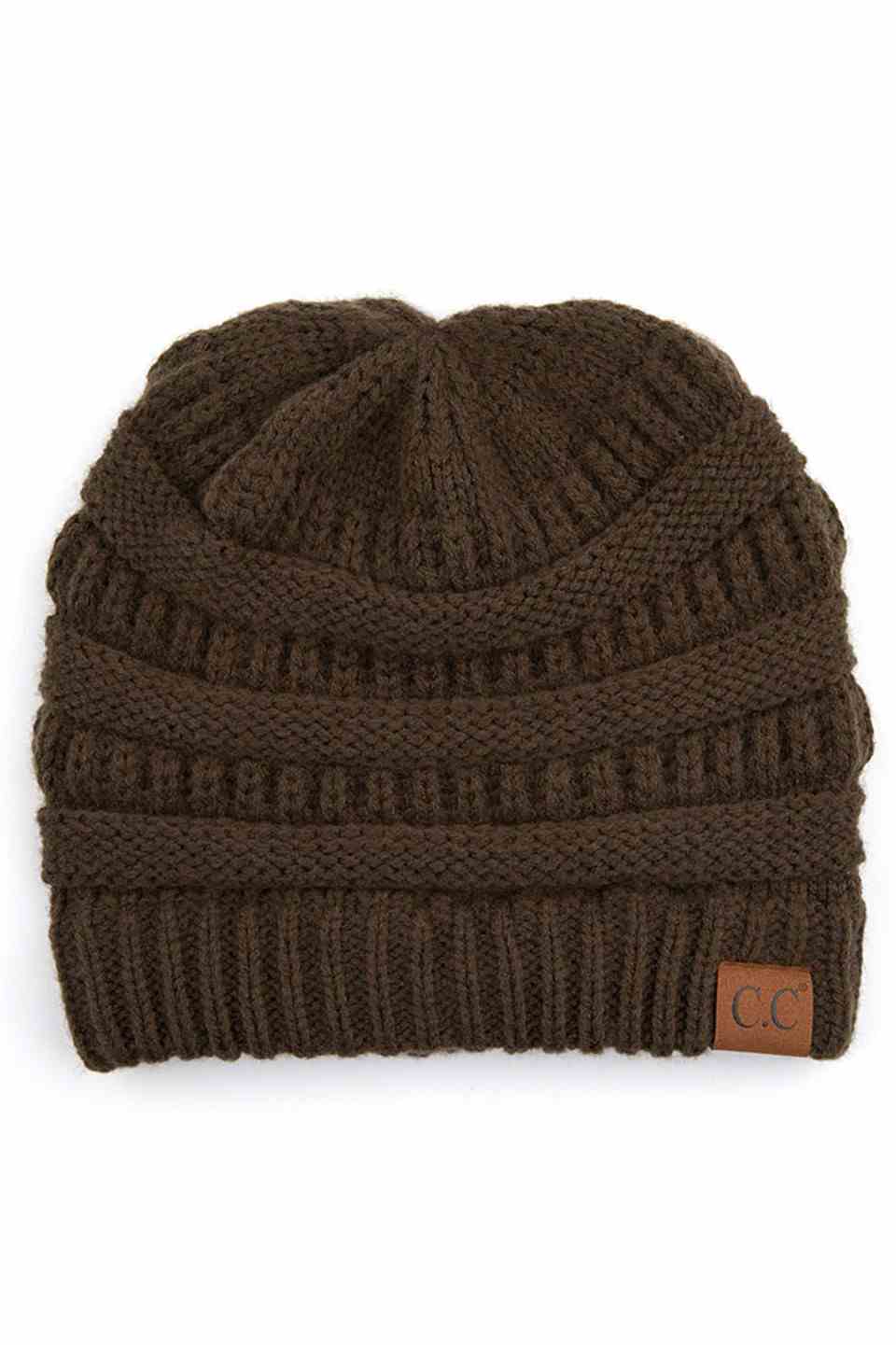 C.C Women's Ribbed Knit Solid Color Beanie