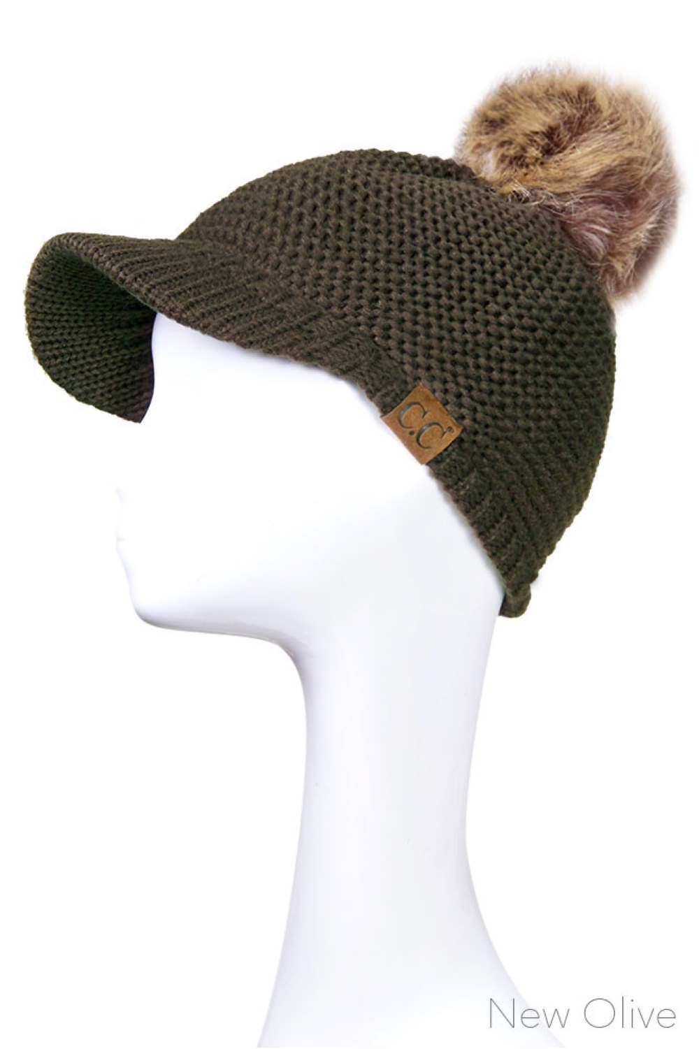 C.C Knit Brim Beanie With Pom