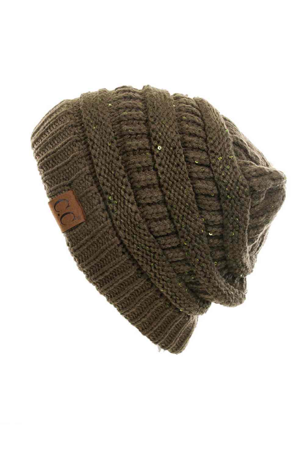 C.C Sequin Ponytail Messy Bun Beanie