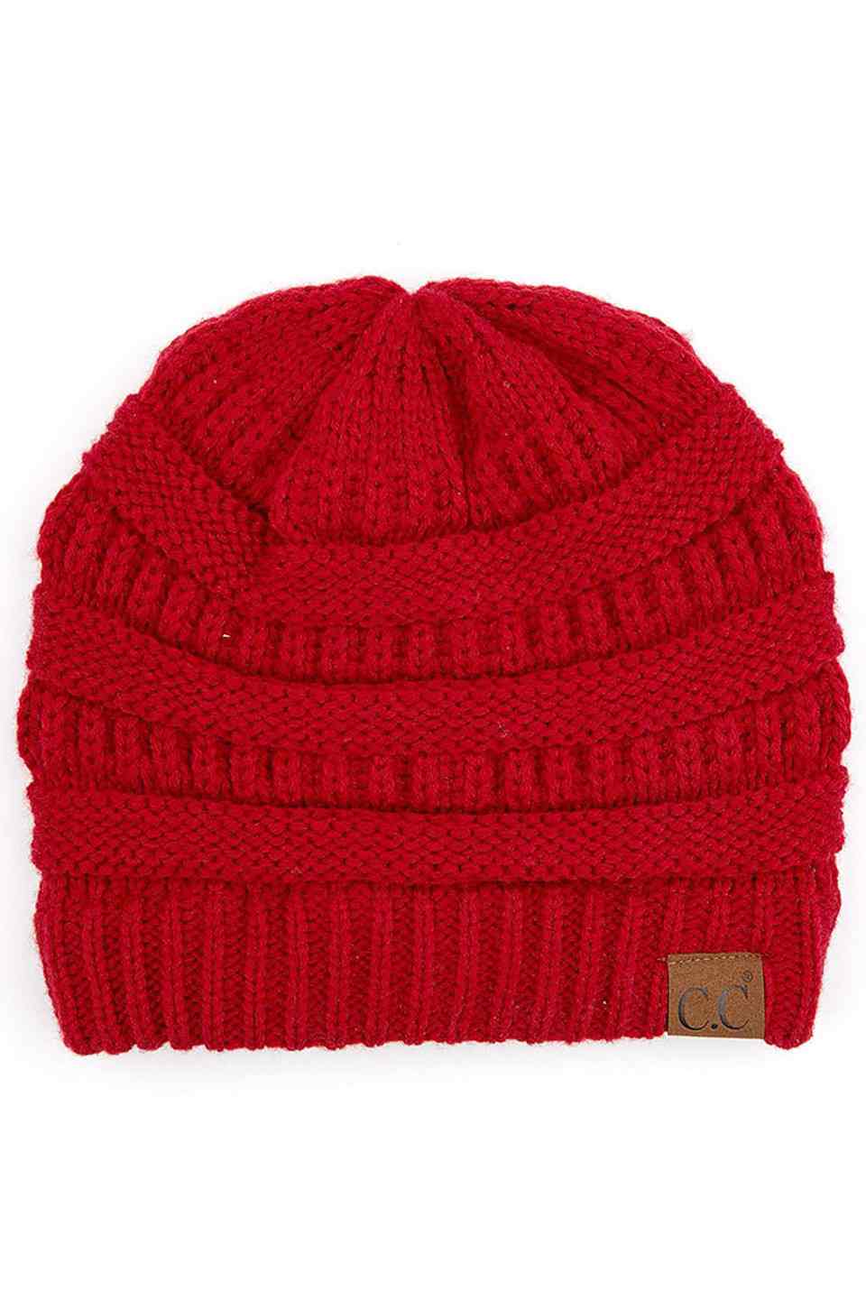 C.C Women's Ribbed Knit Solid Color Beanie