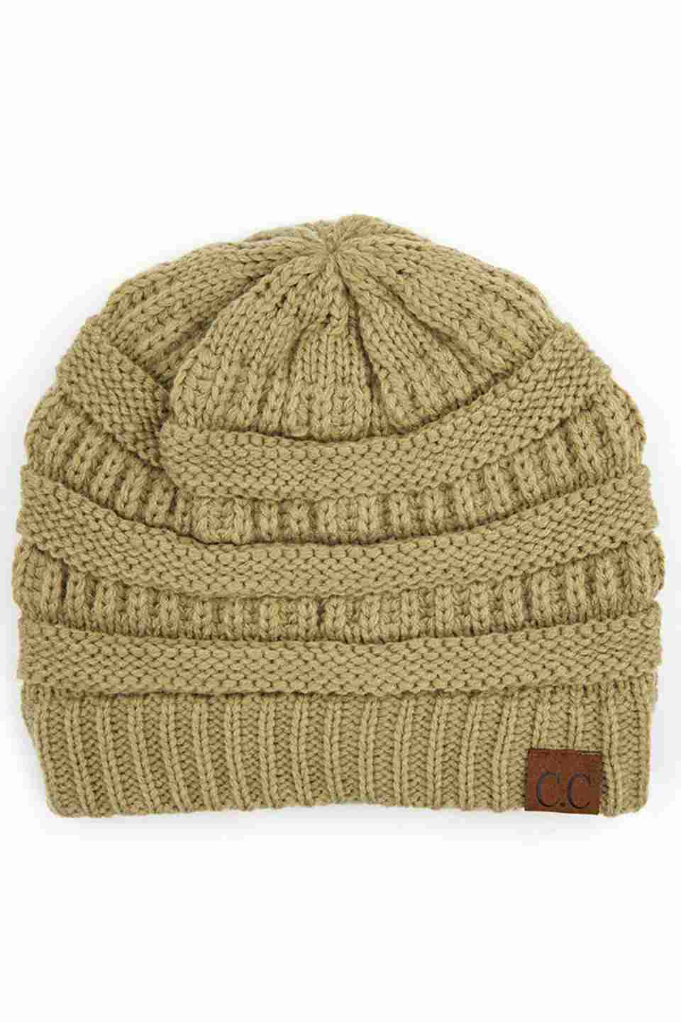 C.C Women's Ribbed Knit Solid Color Beanie