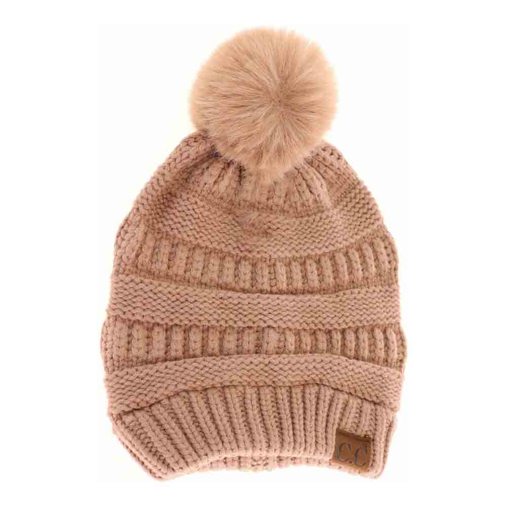 Super Soft Matching Fur Pom C.C Beanie