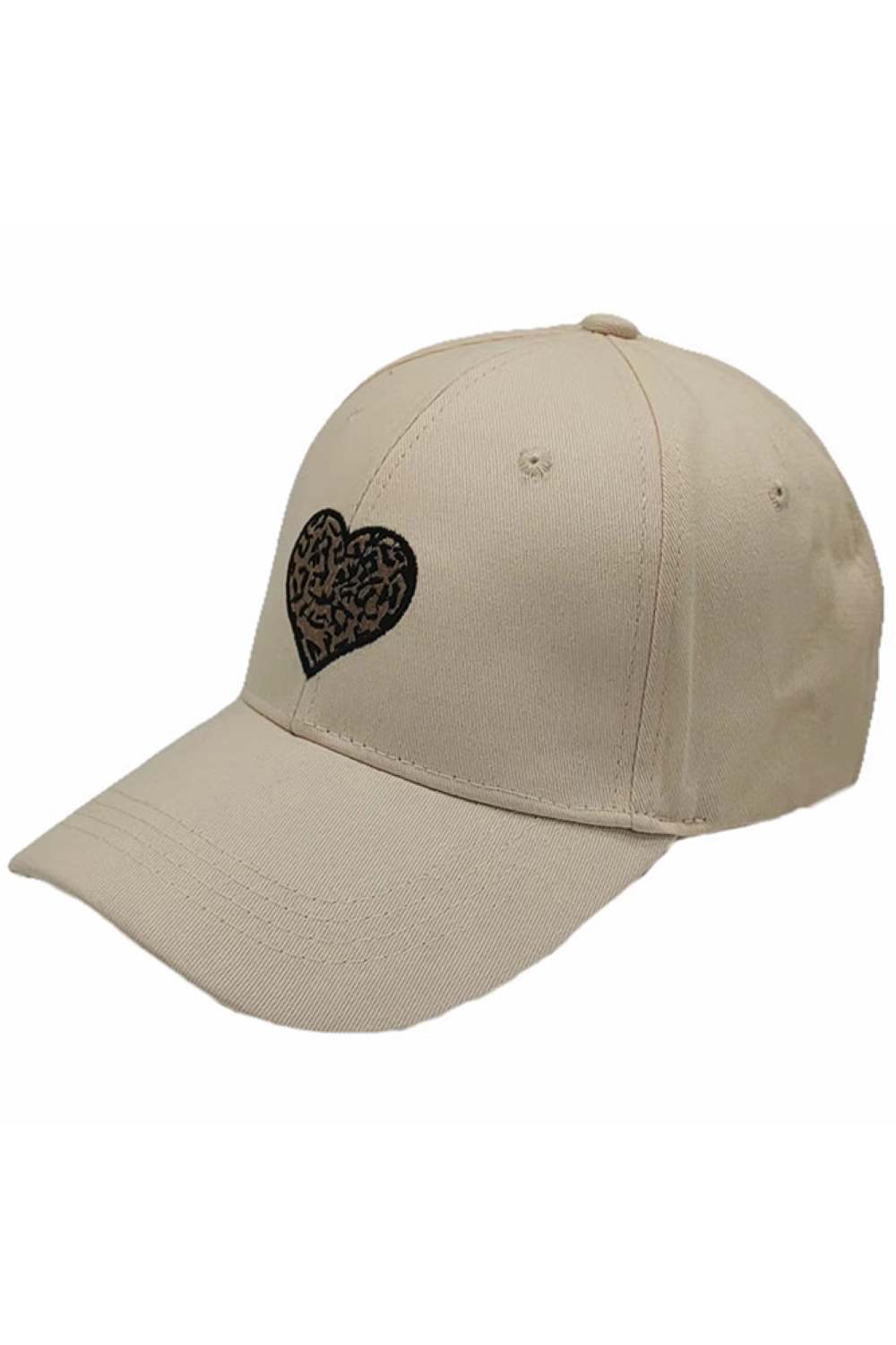 Leopard Pattern Heart Patch Baseball Cap