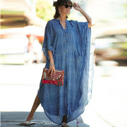 Black & Brown Striped Beach Robe ¨C Sexy Single-Breasted Bikini Cover-Up, Vacation Kimono