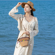 Holiday small straw bag, shoulder bag women's beach bag, small woven bag large capacity handbag hobo